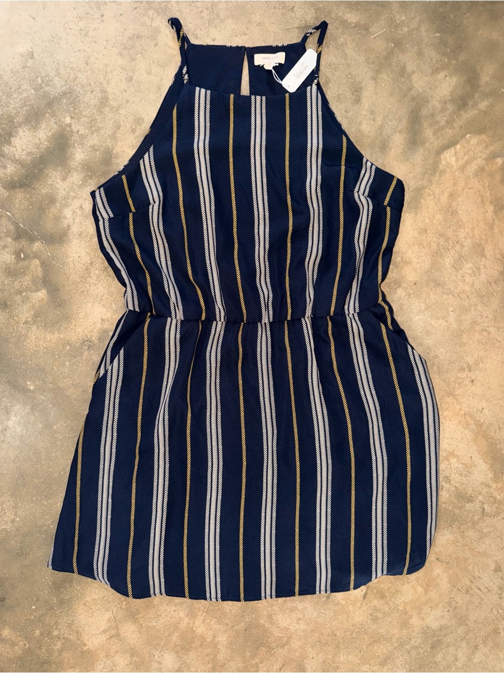 NWT Sandy & Sid Navy Stripe Sleeveless Dress XL Pockets